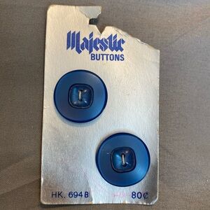 ❤️10/$10❤️ Vintage Majestic Navy Blue Round Sewing Buttons - 2 Pack